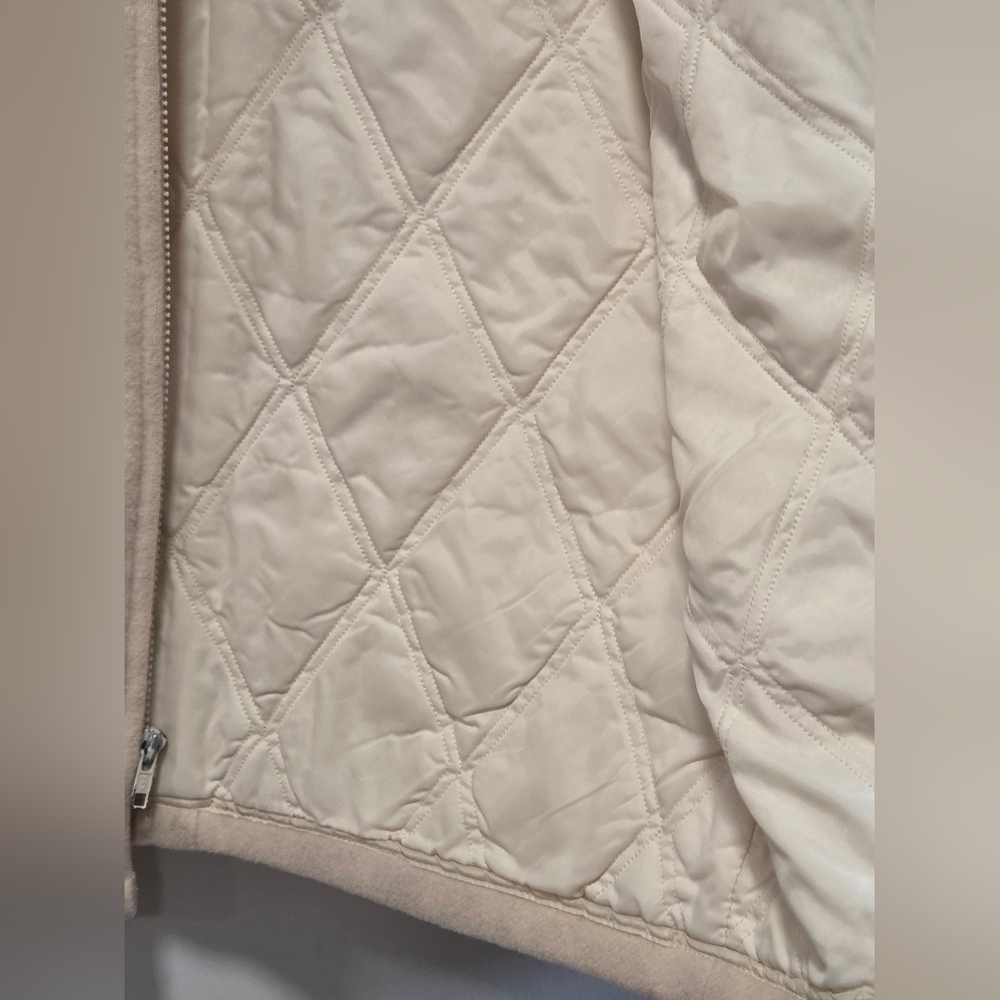 Woolrich Cream Vintage Quilted Wool Winter Coat - Picture 3 of 6